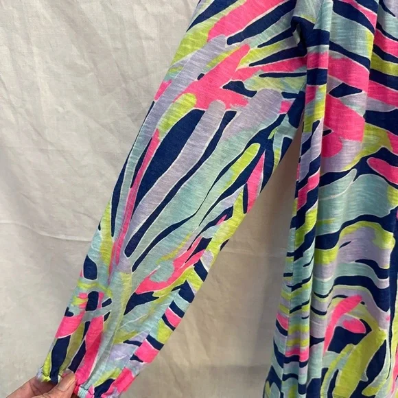 Lilly Pulitzer Blue and Pink Off-the-Shoulder Blouse - Picture 5 of 7